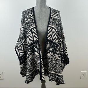Abercrombie & Fitch Women’s One Size Black White Chunky Knit Open Cardigan